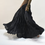 Ruffled Forest Girl Style Traditional Chinese Inspired Cotton Linen A Line Maxi Skirt