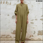Solid-color Minimalist Pleated Loose-fitting Jumpsuit