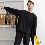 Unique Long-sleeved Crew Neck Sweatshirt With Long Tassels - A Versatile Runway Style