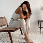 Pleated Casual High Waist Pure Color Slim-fit Basic Pants