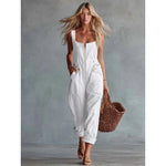 Retro Square Neck Denim Jumpsuit With A Front Zipper