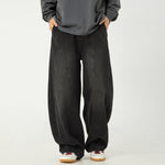 Wide-leg Washed Denim Jeans Mens Loose Casual Pants