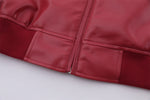 Embroidery Color Stitching Stand-collar PU Leather Coat Men