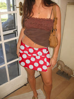 Retro Polka-dot Denim Asymmetrical High-waisted Skirt