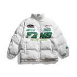 Men's Solid Color Racing Elements Embroidered Letter Stand Collar Jacket