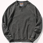 American Round Neck Hoodie Men's Heavy Water Washed Long Sleeved Top