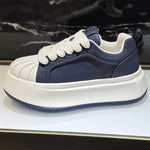 New Autumn Shell Toe Leather Sports Casual Skate Shoes, Versatile Thick Sole Low-top White Sneakers