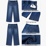 Fashionable Womens High-Waisted Straight-Leg Denim Pants