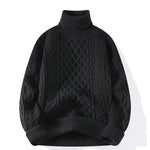 Round-neck High-neck Fleece-lined Solid-color Sweater
