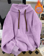 Womens Fleece-lined Thickened Hooded Sweatshirt