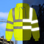 Reflective Hooded Zip-up Sweatshirt With Custom Printing And Embroidery For Export