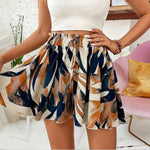 Printed Wide-leg Lace-up Shorts Chic And Elegant Resort Beach Culottes