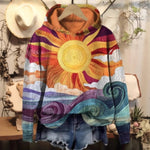 Womens Crew-Neck Pullover Casual Sweatshirt With 3D Hooded Print