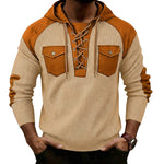 Mens Waffle-Weave Hooded Long-Sleeve Sweatshirt