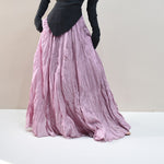 Ruffled Forest Girl Style Traditional Chinese Inspired Cotton Linen A Line Maxi Skirt