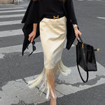 Fashionable Casual Straight-leg Tassel Skirt For Women