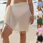 Womens Plus-Size Tassel-Strap Beach Skirt