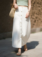 White High-end Linen Skirt For Women