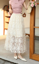 Retro Crochet Hollow-out Design Midi Skirt