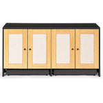 Double Litter Box Enclosure,Cat Litter Box Enclosure For 2 Cats, Hidden Litter Box Furniture With Rattan Doors, 47 L X 19.8 W X 21.8  H,Black