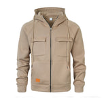 Mens Loose-Fit Hoodie With Multiple Pockets And A Stand-Up Collar