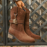 Thin Thick-soled Martin Boots With Elastic Suede