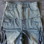 Retro Hip-Hop Fashion Patterned Print Denim Jeans