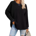 Women's Fashion Round-Neck Color-Block Long-Sleeve Sweatshirt
