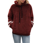 Womens Relaxed-fit Fur-panelled Long-sleeve Ribbed Hoodie With Drawstring Details