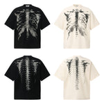 American-style Retro Street-chic Waffle-knit Loose-fit T-shirt For Couples