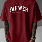 Mens Letter-print Fashion Casual Sporty Loose-fitting Crew-neck Short-sleeve