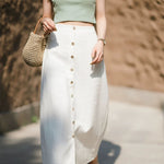 White High-end Linen Skirt For Women