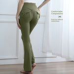 Women's High-Waisted Cargo Pocket Peach Butt Yoga Pants For Autumn And Winter, European & American Style, Stretchy Lifting Butt Quick-Dry Athletic Leggings For Running And Fitness