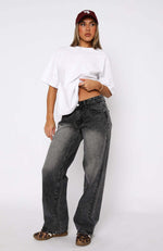 Retro Washed Loose-Fit Denim Jeans For Women
