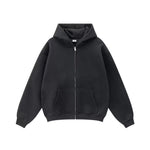 Womens Casual Solid-Color Hooded Zip-Up Sweatshirt Coat