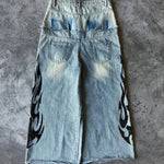 Retro Hip-Hop Fashion Patterned Print Denim Jeans