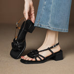 Floral Peep-toe Chunky-heel Sandals