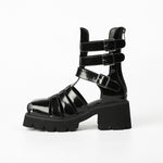 Summer Square-toe Woven Breathable Thick-soled Sandals With Back Zippers