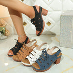 Summer New Style Velcro Hollow-out Lace-up Fashionable High-heeled Sandals For Women