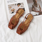 Summer New Flat-bottom Cross-strap Fashionable Soft-soled Closed-toe Shoes