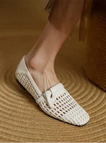 Womens Slip-on Leather Belt-buckle Mules