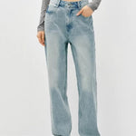 Non-fit Light-colored High-waisted Slightly Flared Jeans