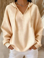 Casual Solid-color Trendy Hoodie With Drawstring And Long Sleeves