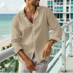 Mens Long-sleeve Lapel-button Shirt