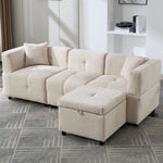 80 Sectional Sofa Couch With Removable Storage Ottoman, Fabric Sofa For Living Room Apartment, L-Shaped Sofa With 2 Pillows For Home Apartment Office Living Room