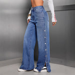 High-waisted Relaxed-fit Button-fly Straight-leg Jeans