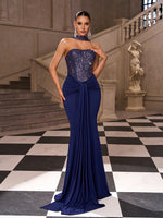 Sequin Bodice Mermaid Evening Gown