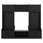 4-in-1 Detachable Hall Tree With Storage And 7 Hooks, Multiple Functions Hallway Coat Rack With Storage Drawers And Cabinet, Black Shoe Bench For Entryway Hallway