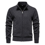 Men's Knitted Shirt With Stand Collar Zippered Cardigan Sweater