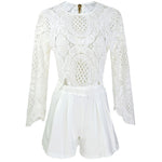 Floral Lace Cotton Hollow-out Patchwork Jumpsuit